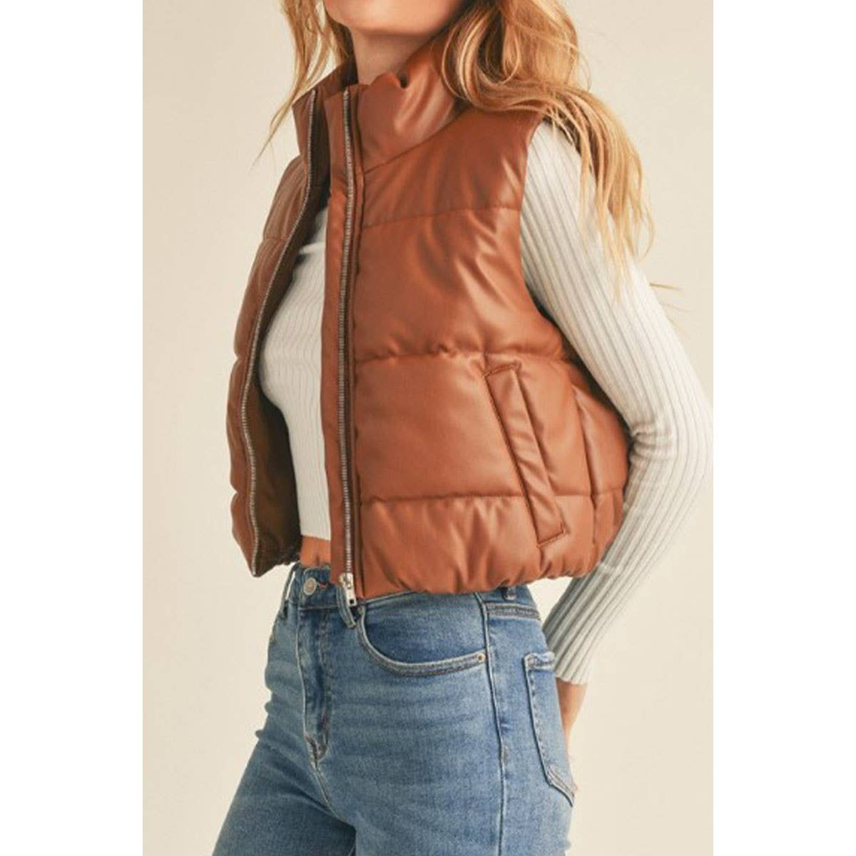 COGNAC PUFFER VEST – The Salty B
