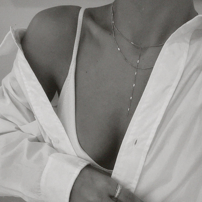 CAMILLA DAINTY LARIAT CHAIN NECKLACE