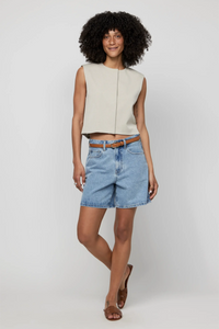 EMMERSON HIGH RISE LONG SHORTS | LIGHT WORN