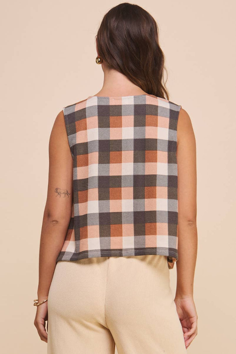 AVA PLAID TIE VEST