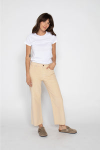 ABERDEEN WIDE LEG CROP IN CORDUROY | ALMOND BUTTER