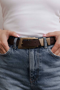 RECTANGULAR BUCKLE BELT | DARK BROWN