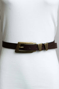 RECTANGULAR BUCKLE BELT | DARK BROWN