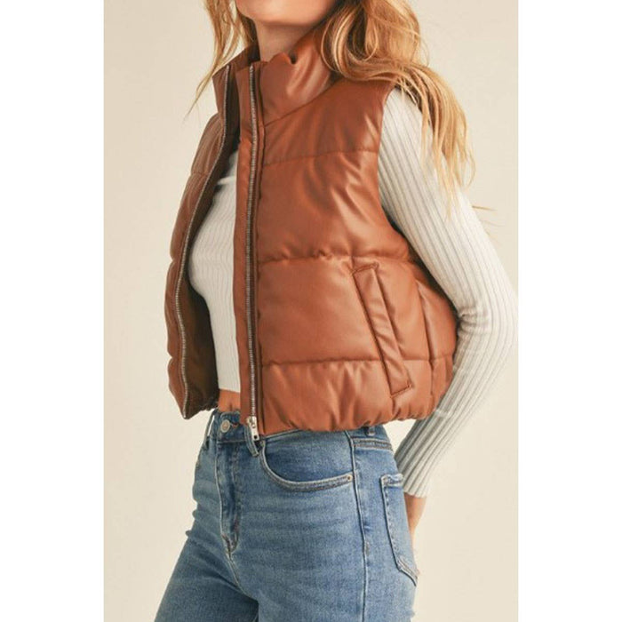 COGNAC PUFFER VEST