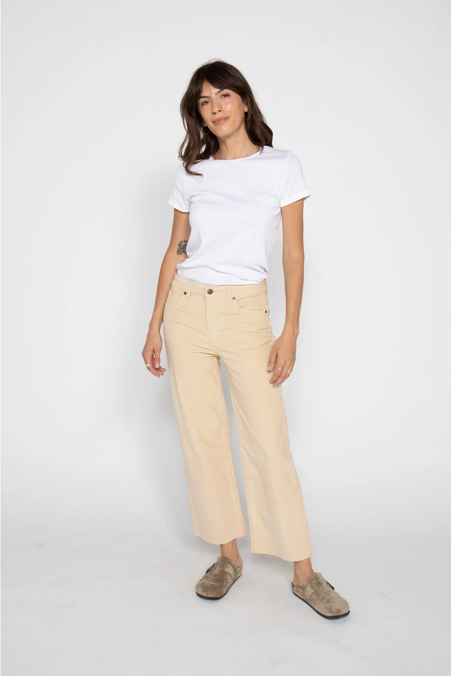 ABERDEEN WIDE LEG CROP IN CORDUROY | ALMOND BUTTER