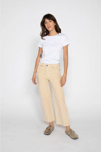 ABERDEEN WIDE LEG CROP IN CORDUROY | ALMOND BUTTER