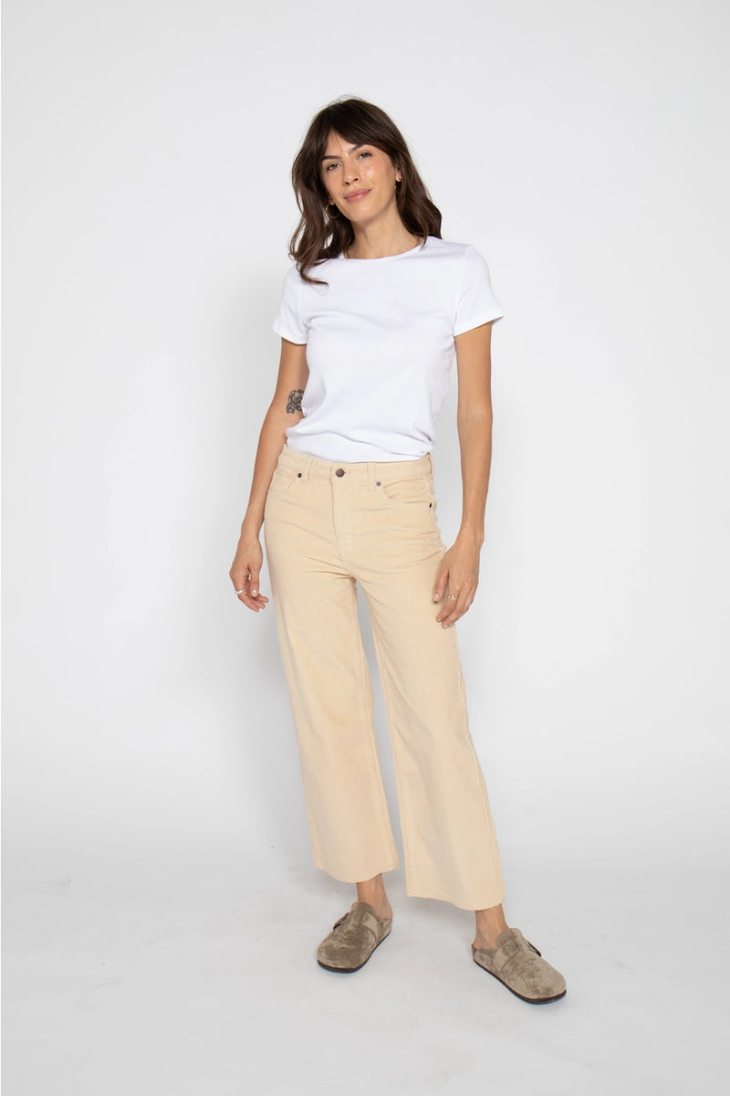 ABERDEEN WIDE LEG CROP IN CORDUROY | ALMOND BUTTER