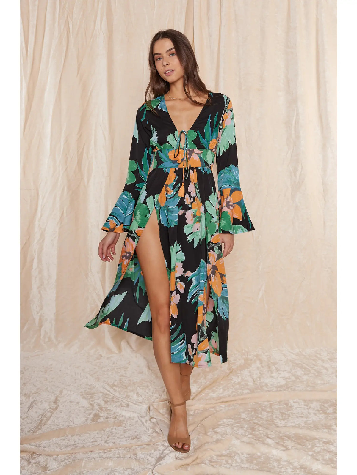 FLOWER LONG SLEEVE MAXI