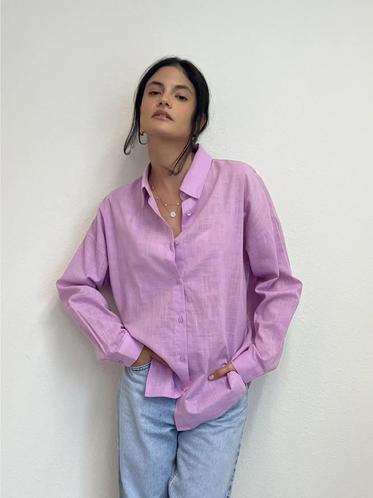 LINEN BUTTON DOWN | LAVENDER