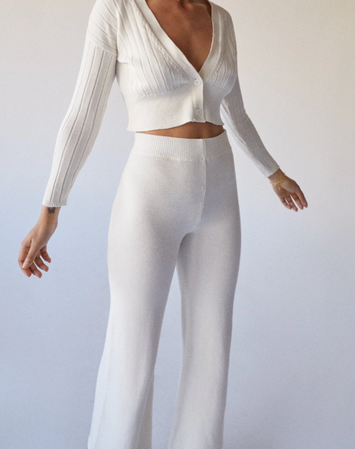 EASY WIDE KNIT PANTS | IVORY