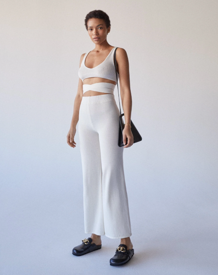 EASY WIDE KNIT PANTS | IVORY