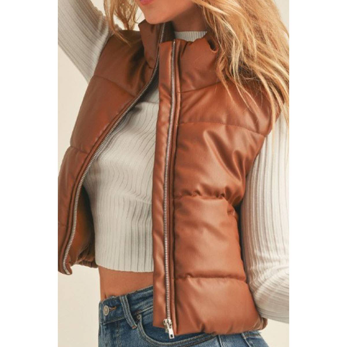 COGNAC PUFFER VEST