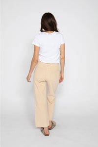 ABERDEEN WIDE LEG CROP IN CORDUROY | ALMOND BUTTER