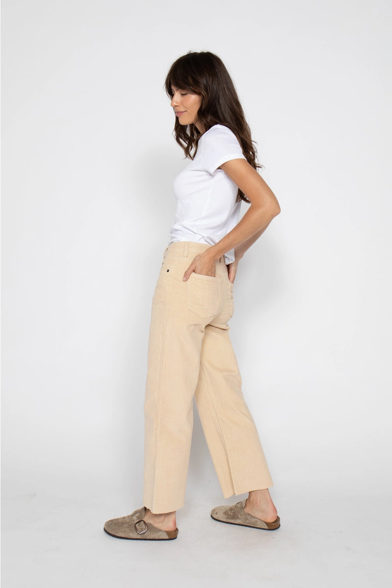 ABERDEEN WIDE LEG CROP IN CORDUROY | ALMOND BUTTER