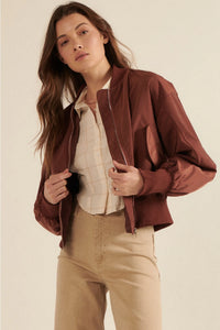 RUCHED BOMBER JACKET