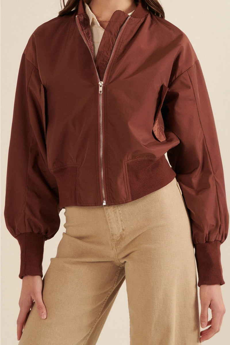 RUCHED BOMBER JACKET