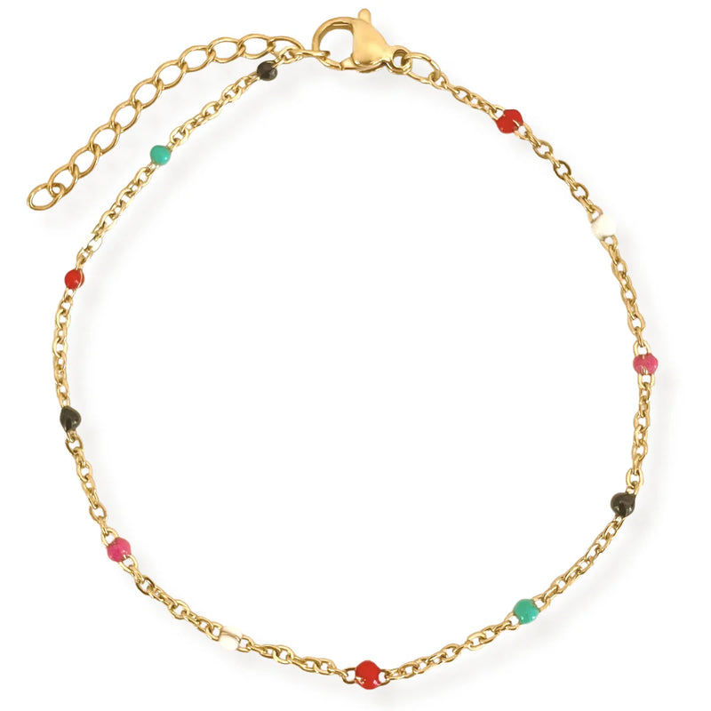 GWEN COLORFUL DAINTY ENAMEL BEADED BRACELET