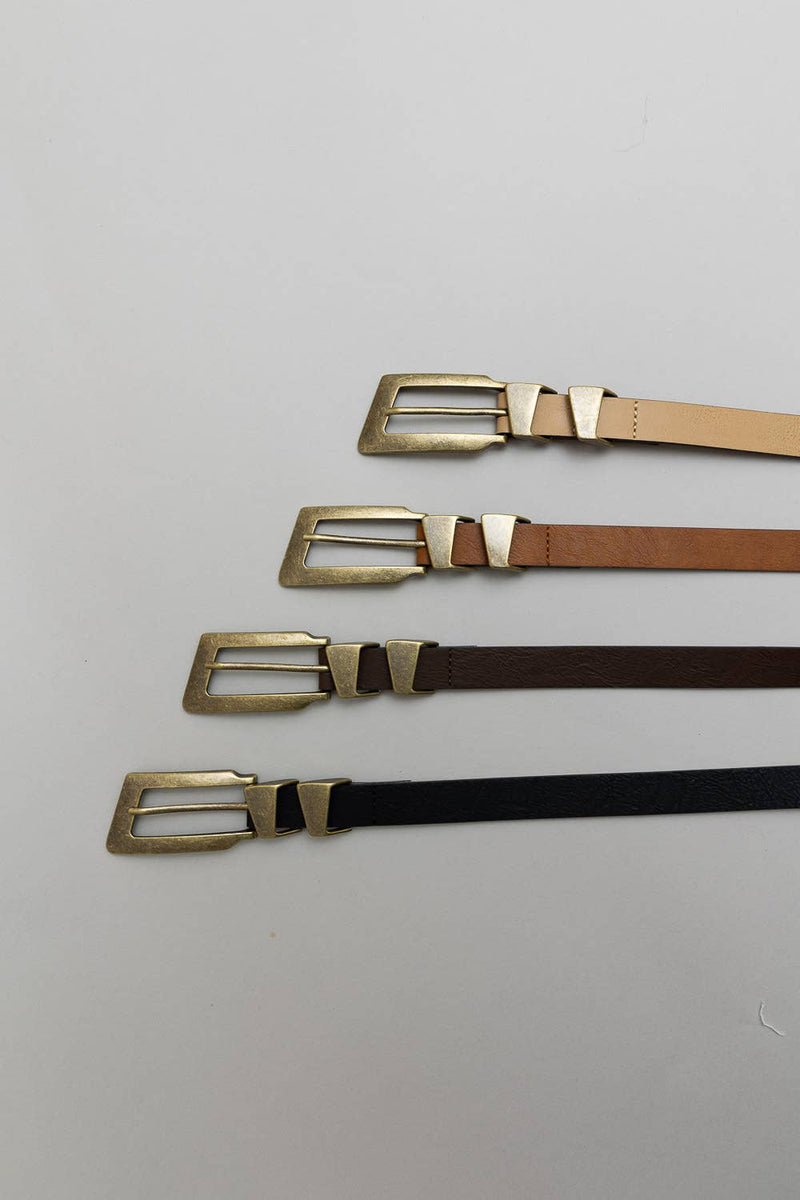 RECTANGULAR BUCKLE BELT | TAN