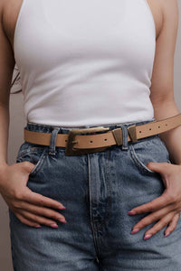 RECTANGULAR BUCKLE BELT | TAN